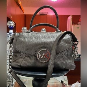 Michael kors metallic satchel bag